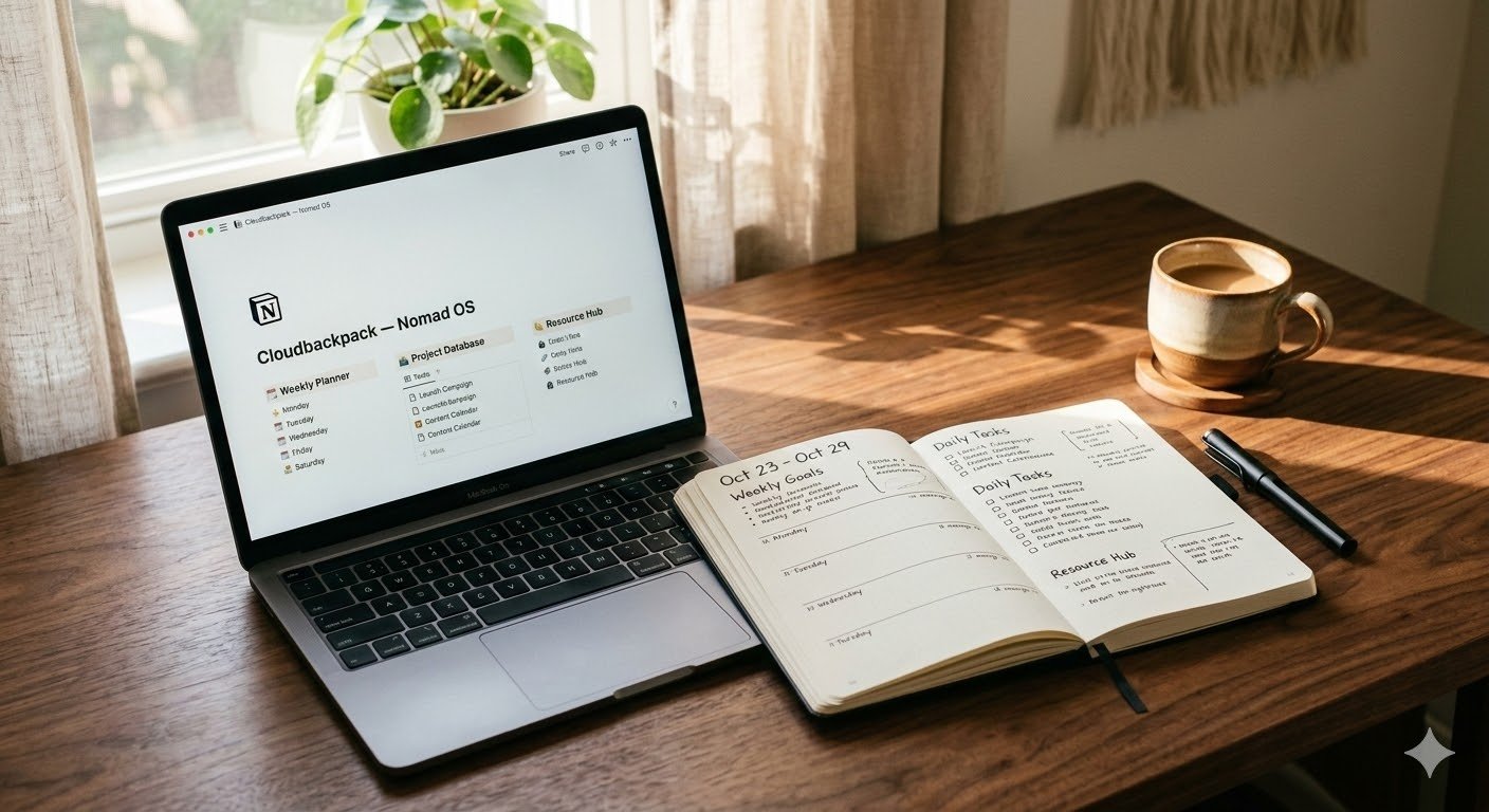 An organised desk setup